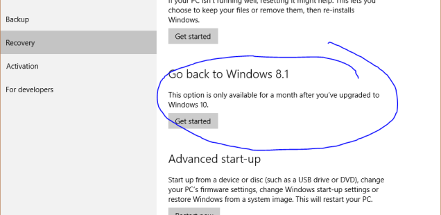 Go Back to Windows 8.1